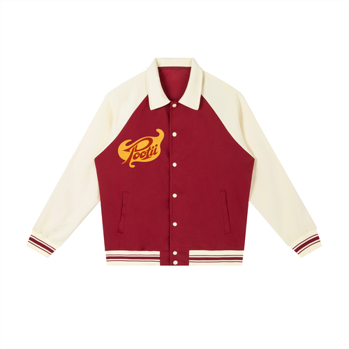 Contrast Raglan Sleeve Baseball Jacket
